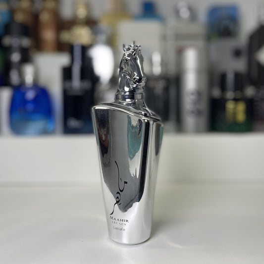 Lattafa Maahir Legacy fresh silver bottle decant - Branded Perfumes BD