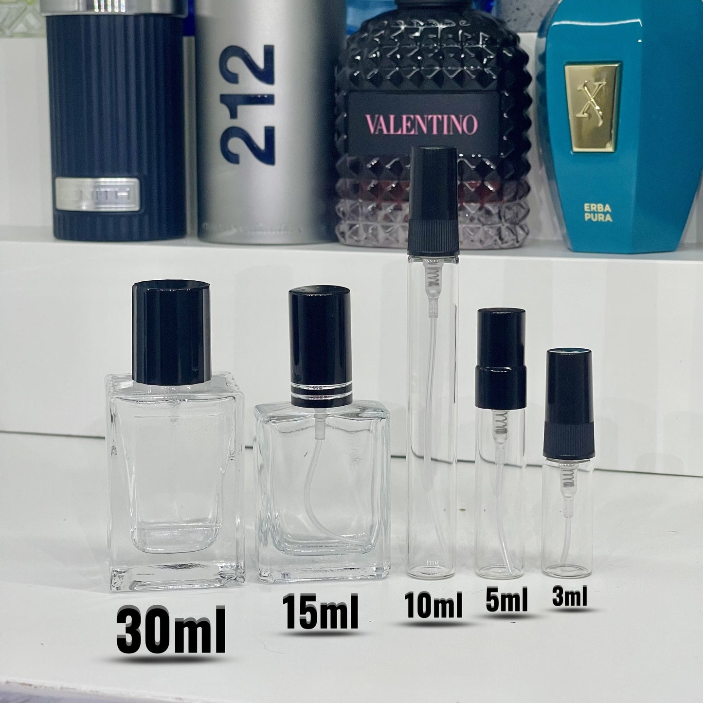 3ml to 30ml perfume decant bottle size comparison - Branded Perfumes Bangladesh