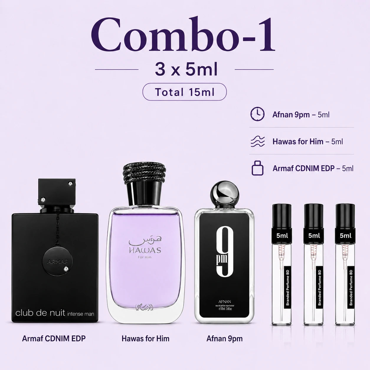 Date Night Combo men perfume samples in 3x5ml decant size for evening and special occasions