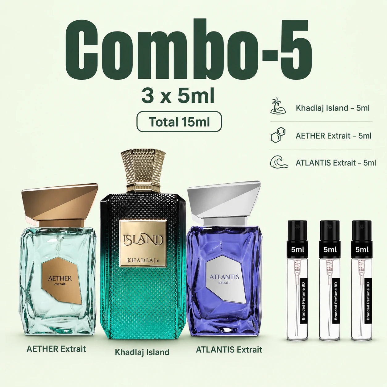 Tropical Island Combo fresh perfume samples in 3x5ml decant size with tropical and vibrant scents