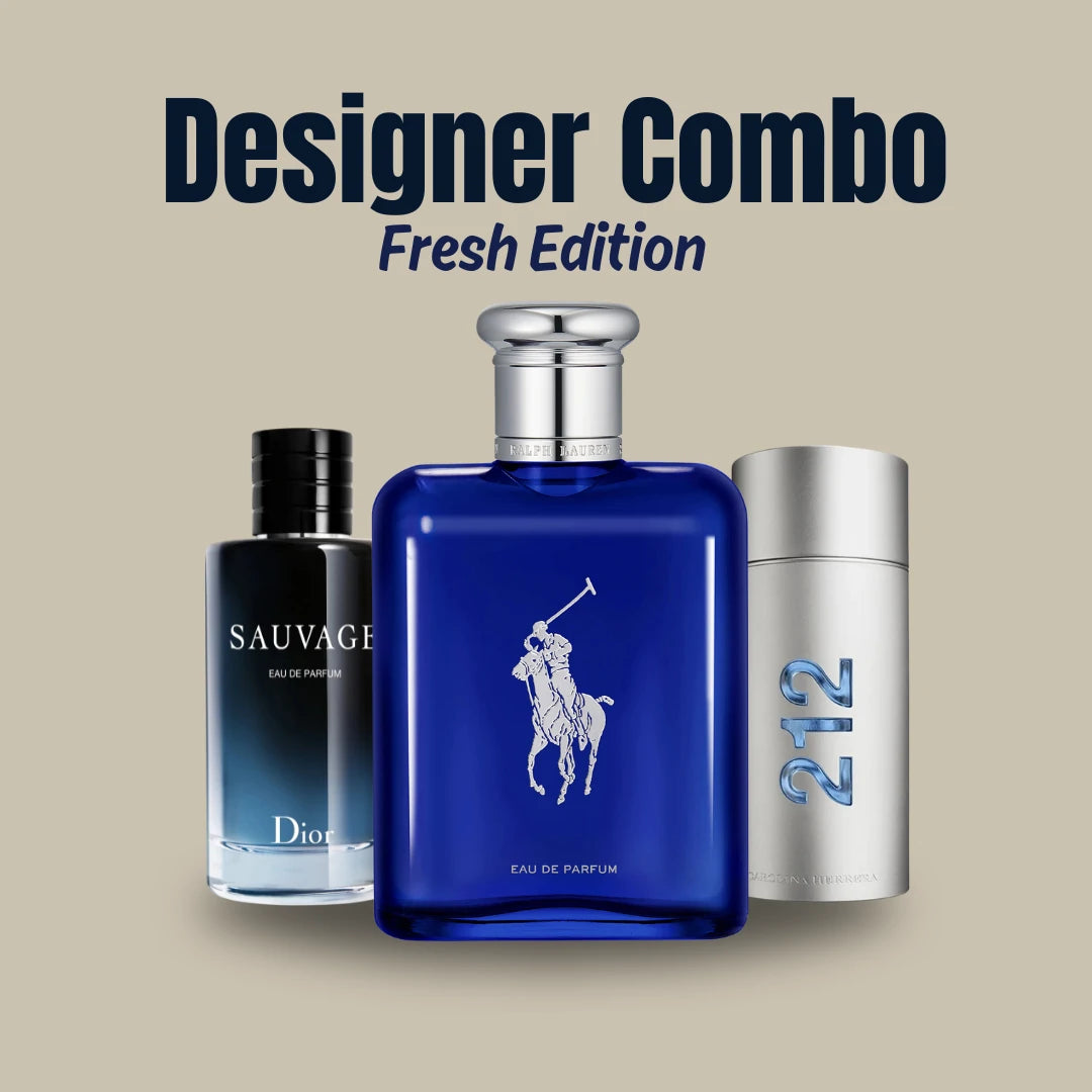 Designer Fresh Combo 3x5ml perfume decant set with clean fresh and versatile designer fragrances