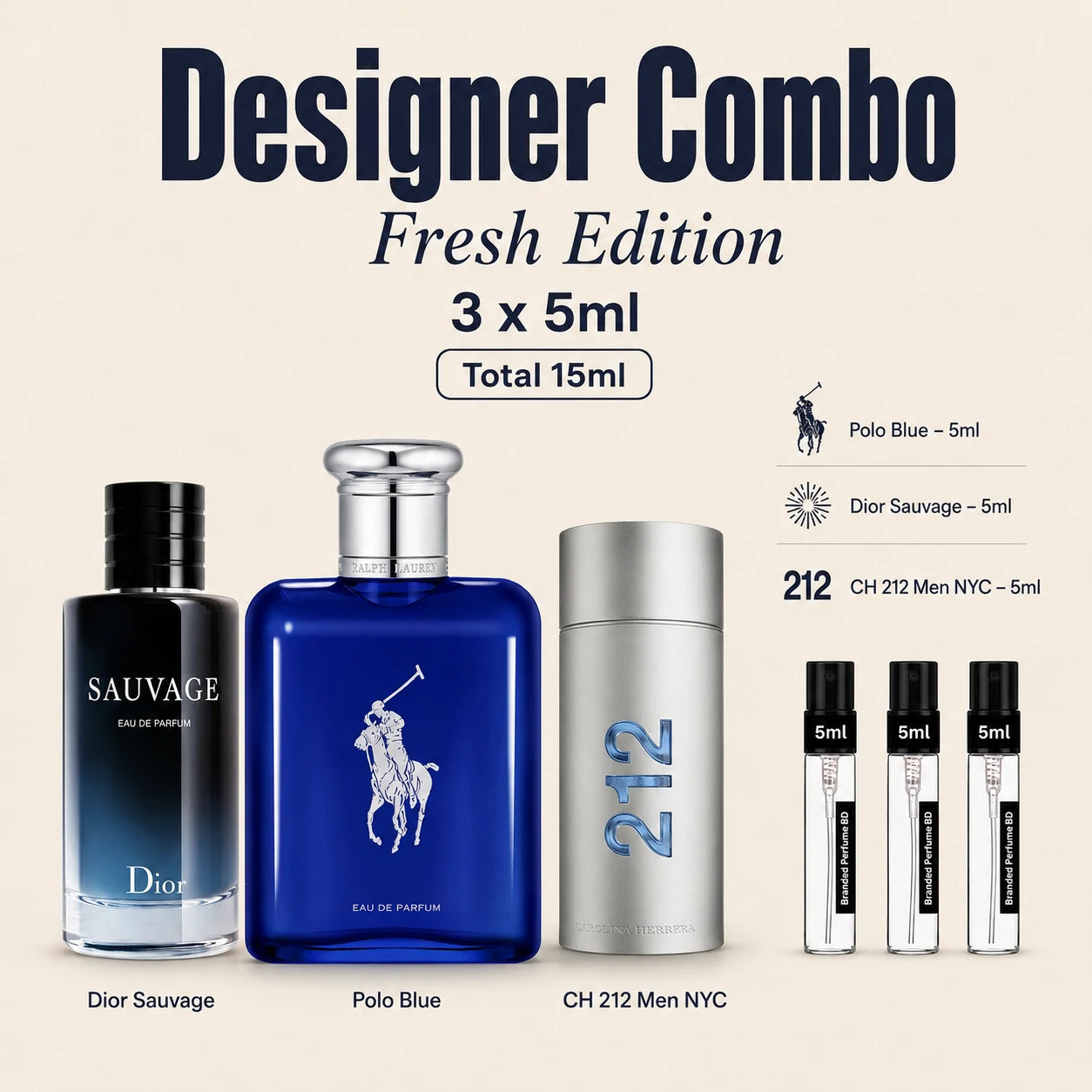 Designer Fresh Combo clean and fresh designer fragrances in 3x5ml decant set